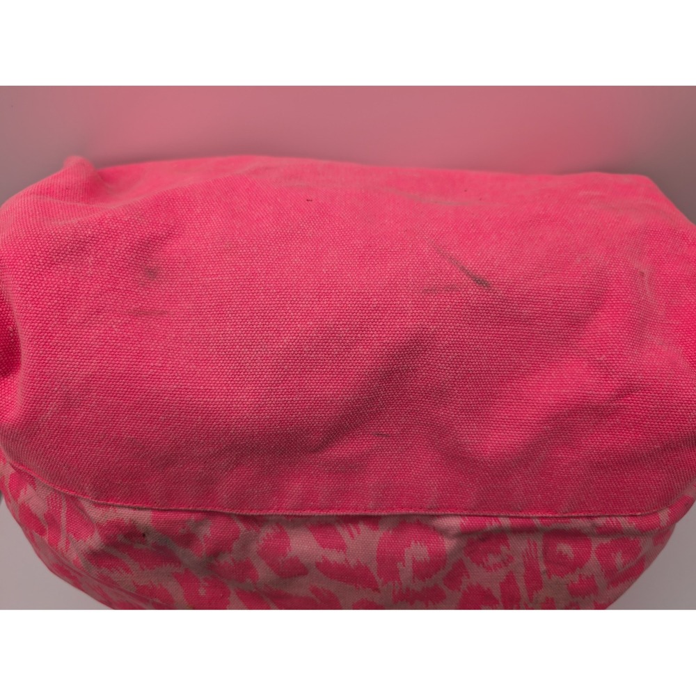 Victoria's Secret PINK Canvas Tote Bag Pink Leopard Print Graphic Zip Top - Picture 7 of 10